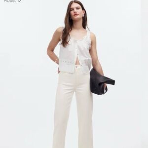 Madewell Cream High-Rise Wide Leg Pants